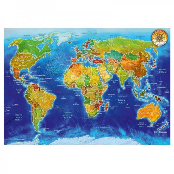 Geopolityczna mapa świata, 1000el.(Lekko uszkodzone pudełko) - Sklep Art Puzzle